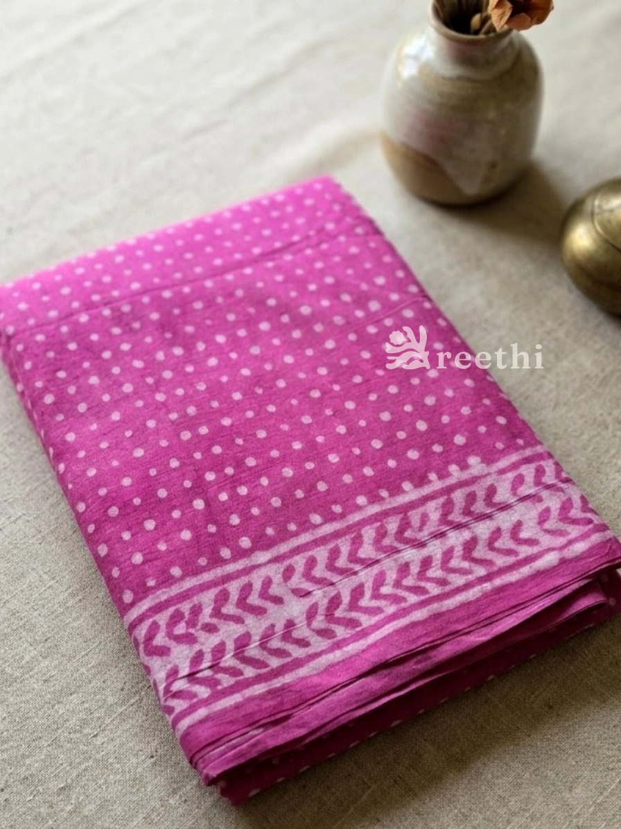 Mul Cotton Handblock Printed Pink